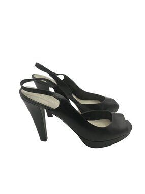 Nine West Size 8.5 Black Peep Toe Slingback Platform Heels Womens